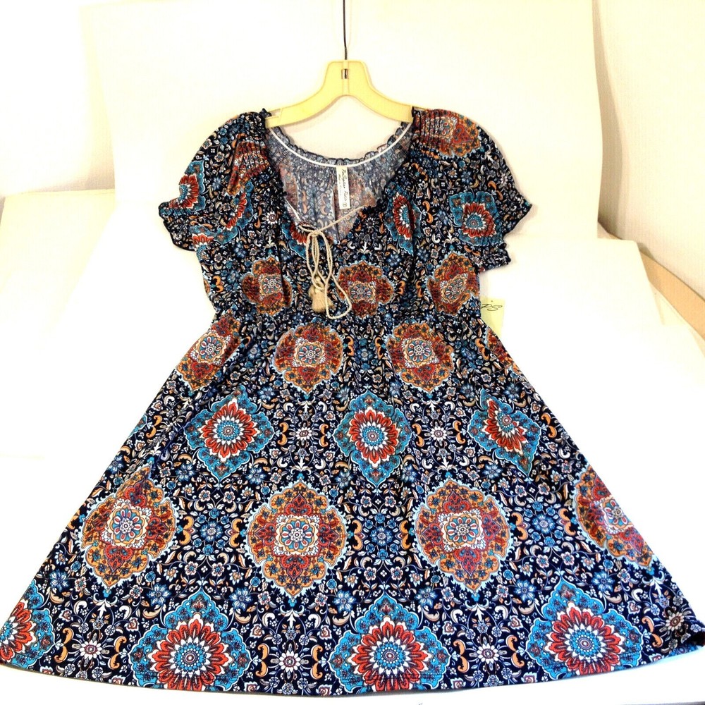 Perseption Women's Navy Patte Dress Cap Sleeves Sweetheart Neck Size P S